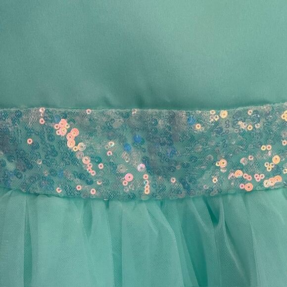 Elegant Princess Green Party Dress Size 110 US 3T-4T Tulle Bow Sequin Dress - Picture 10 of 15